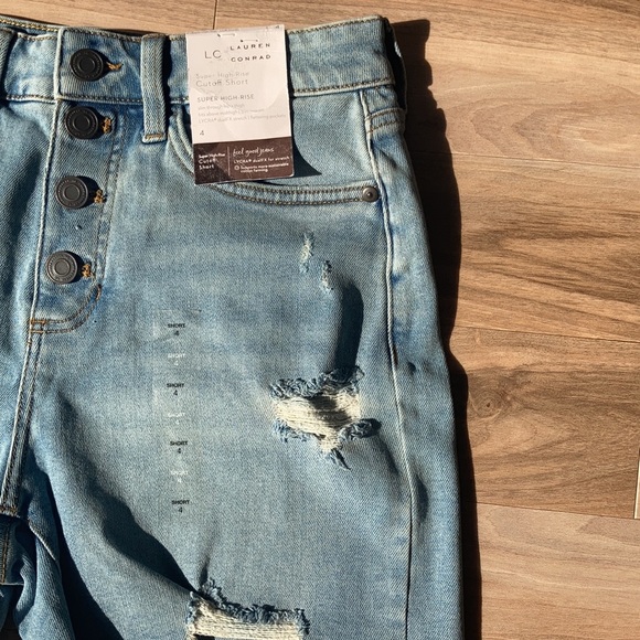 LC Lauren Conrad super high rise cut off distressed denim short 4 - Picture 11 of 17